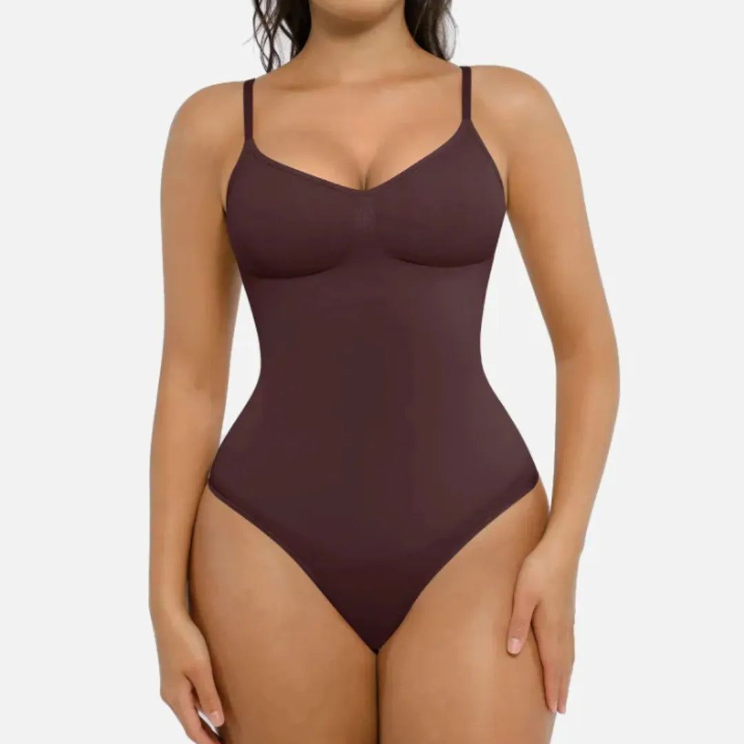 Body Modelador Eleganza resultado antes e depois - modelagem feminina de compressão que define silhueta instantaneamente