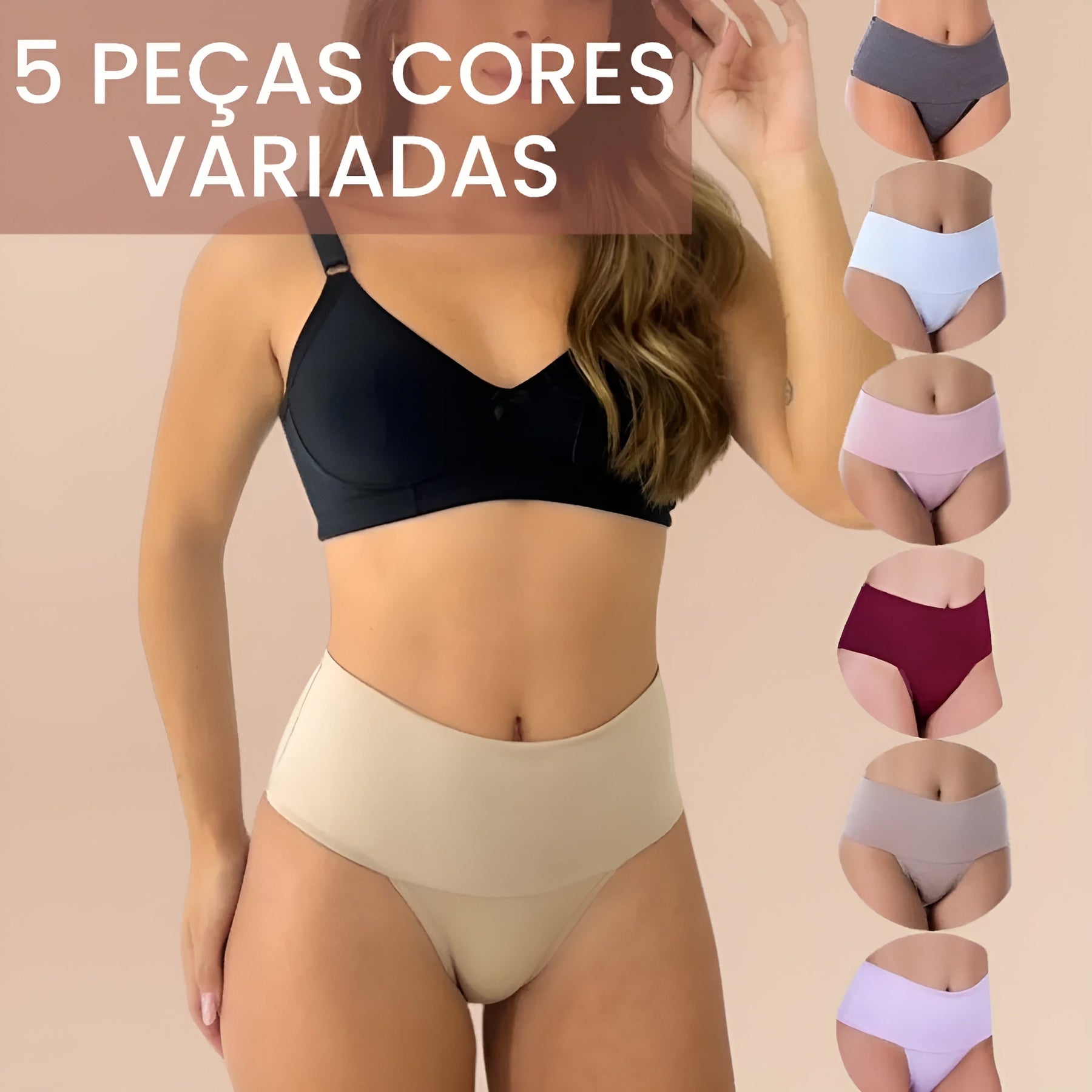 🔥Black Friday🔥 Kit 5 Calcinhas Shape Turbo e Zero Barriga