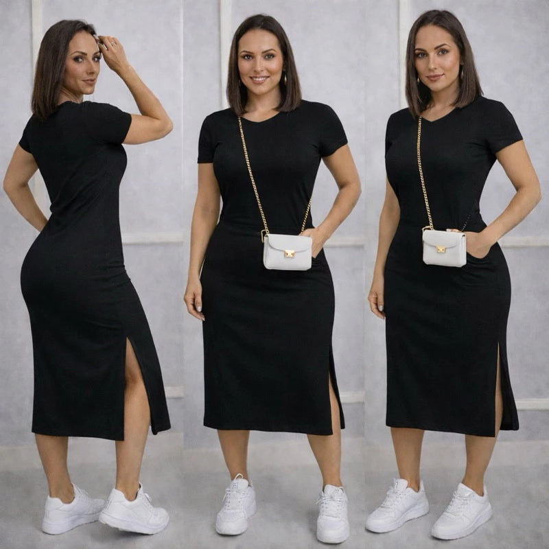 Vestido Midi Feminino com Fenda Lateral e Bolsos Casual - imagem 12