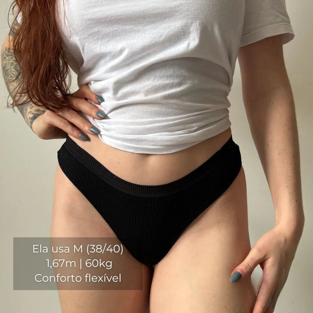 Detalhe da tecnologia antibacteriana ComfortFresh em calcinha feminina do kit