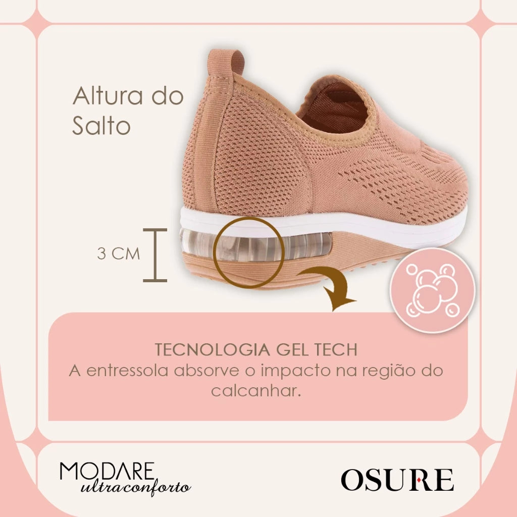 Tênis Ortopédico Feminino Modare UltraComfort com Palmilha Soft e Amortecimento