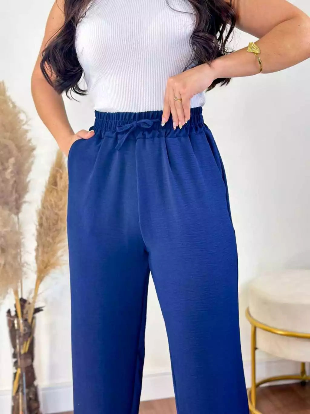 Calça Pantalona Feminina Aurora™ Cintura Alta com Bolsos - foto 5