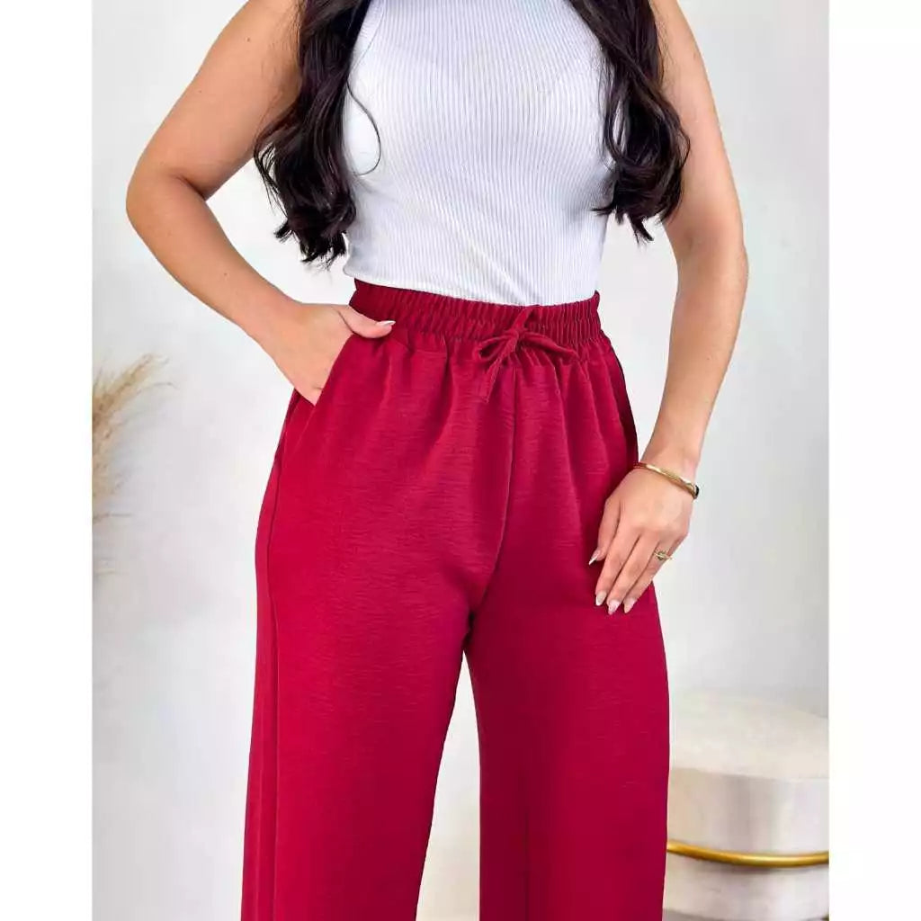 Calça Pantalona Feminina Aurora™ Cintura Alta com Bolsos - foto 7