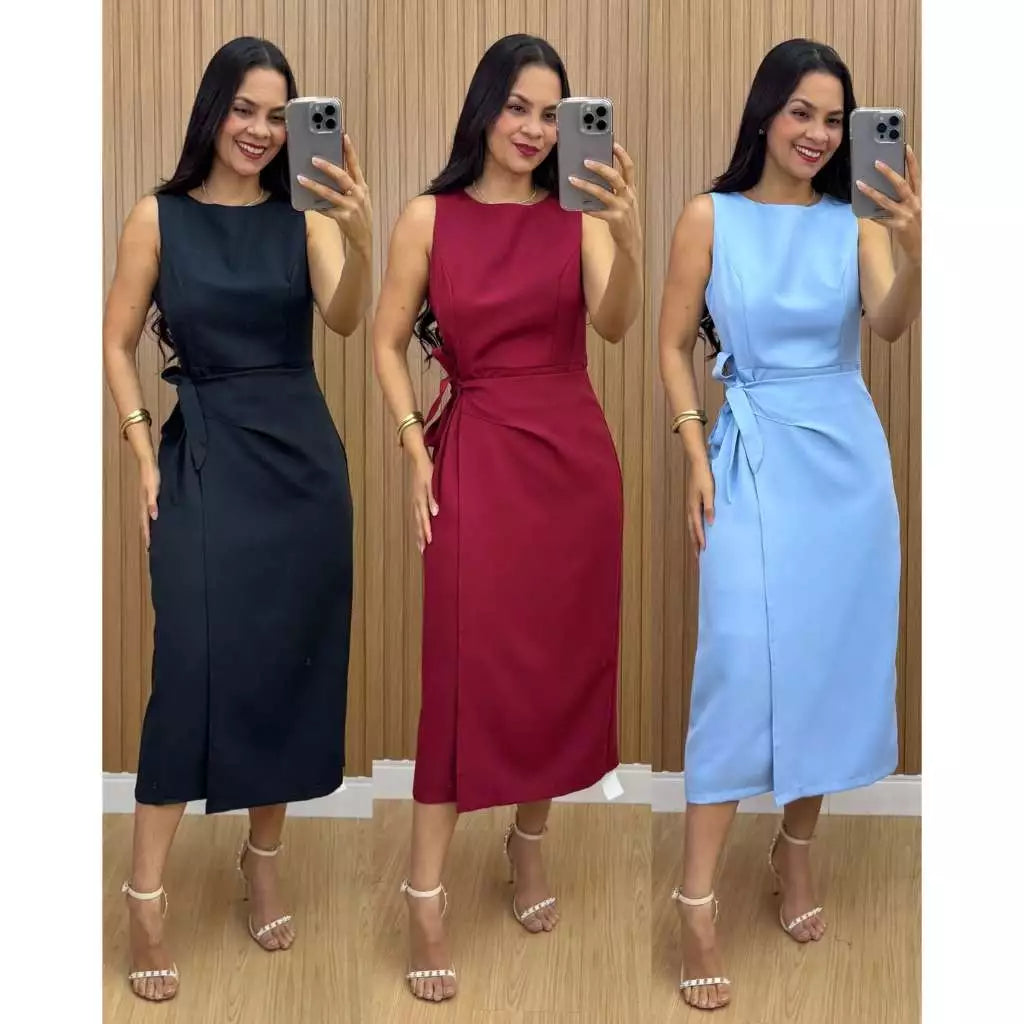 Vestido Firenze™ Alfaiataria Midi com Amarração Lateral