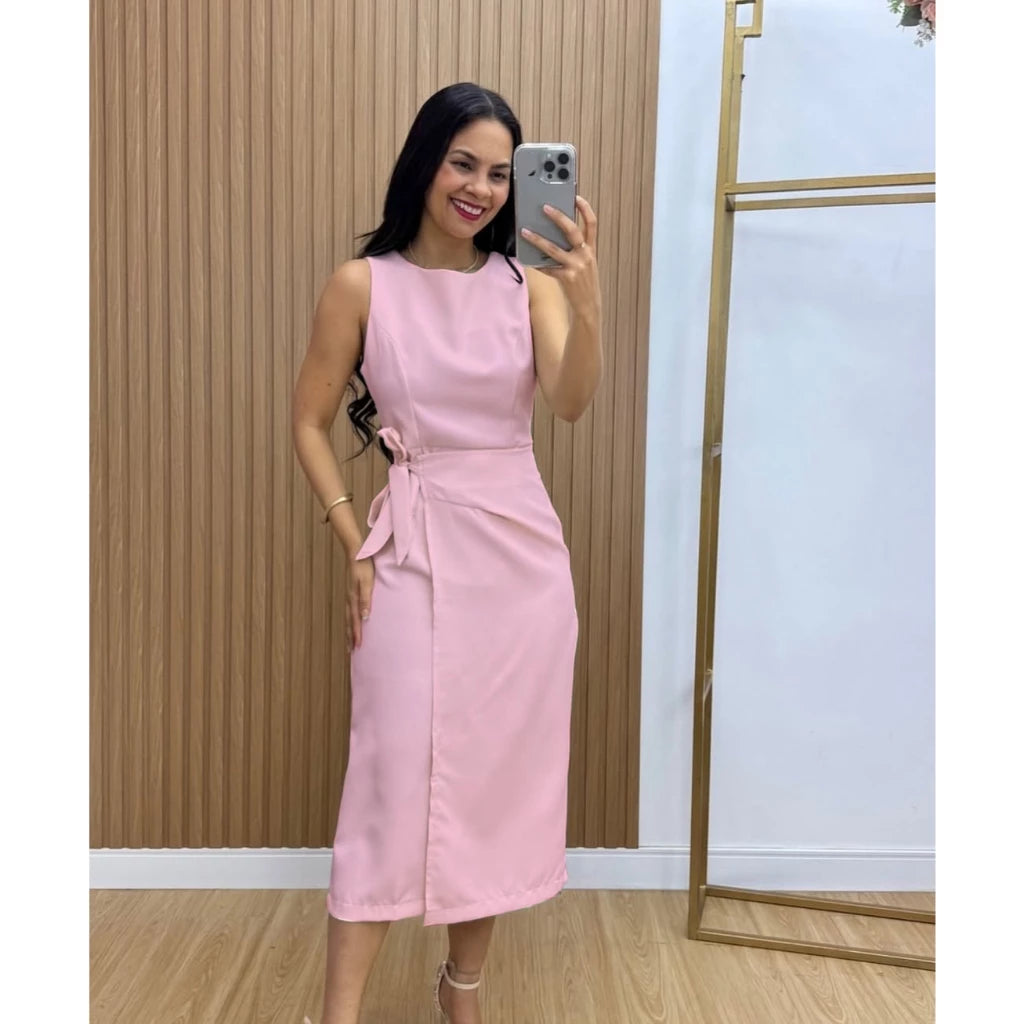 Vestido Firenze™ Alfaiataria Midi com Amarração Lateral