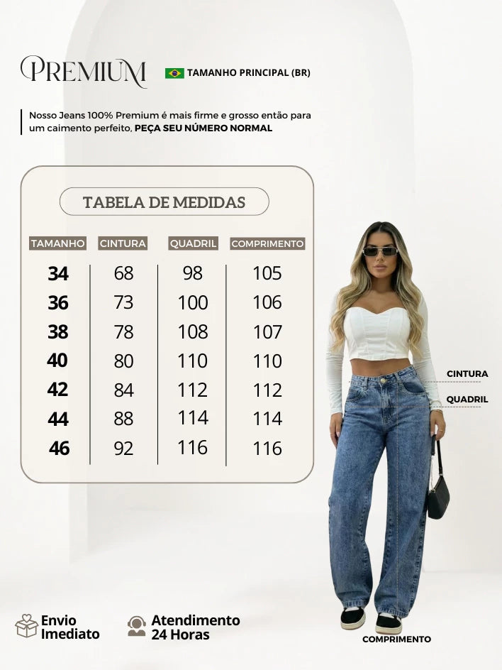 Calça Wide Leg Jeans Cintura Alta Feminina | Use Lana - foto 5