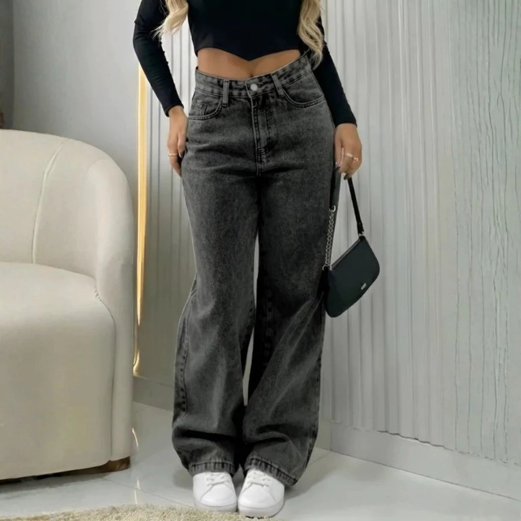 Calça Wide Leg Jeans Cintura Alta Feminina | Use Lana - foto 7