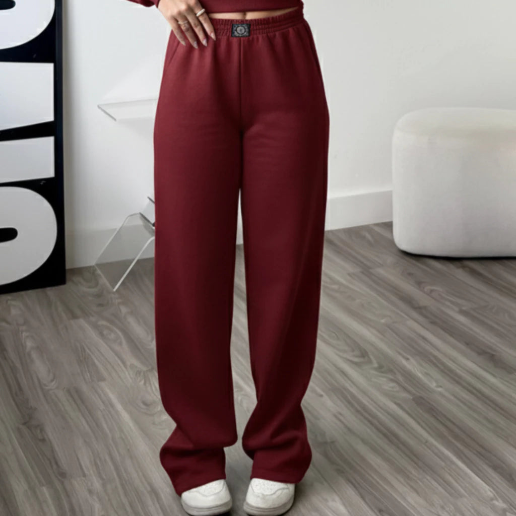 Calça Wide Leg Feminina Moletom Cintura Alta | LunaSoft™ - foto 4