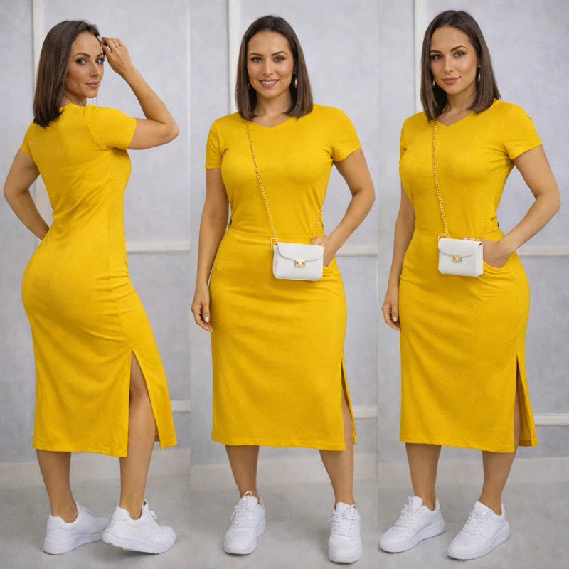 Vestido Midi Feminino com Fenda Lateral e Bolsos Casual - imagem 19