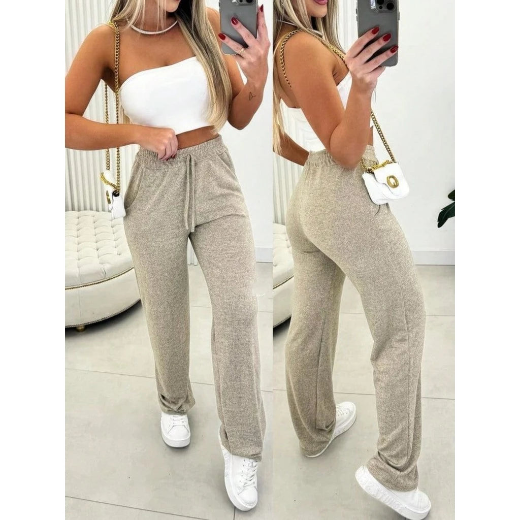 Calça Pantalona Feminina Cintura Alta em Lanzinha | Aurora™ - foto 3