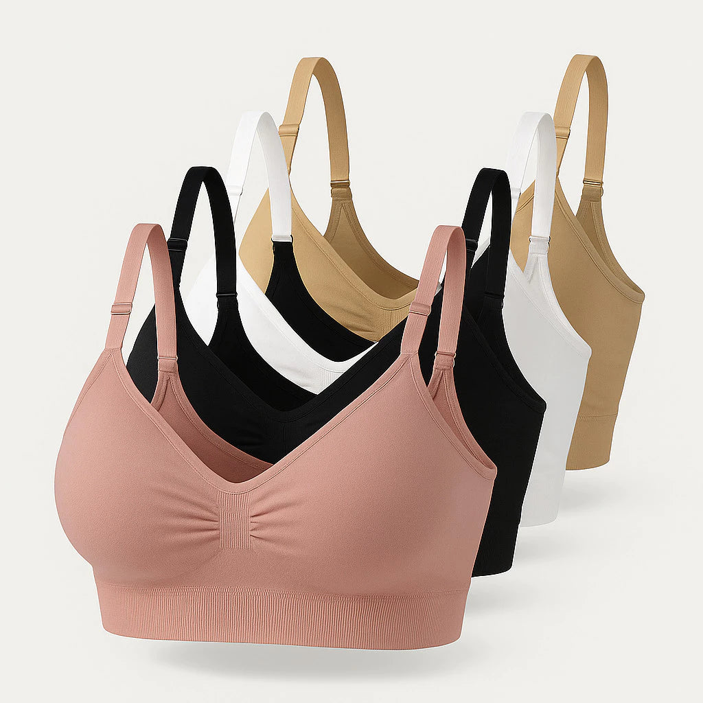 Kit 4 Sutiãs Femininos com Fecho Ajustável e Alças Largas