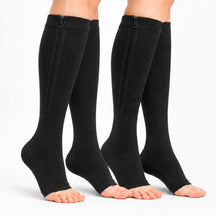 Meia compressiva para ajudar no conforto de pernas cansadas.