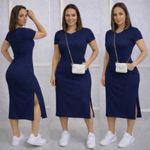 Vestido Midi Feminino com Fenda Lateral e Bolsos Casual - imagem 10