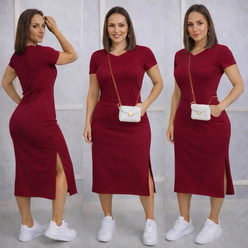 Vestido Midi Feminino com Fenda Lateral e Bolsos Casual - imagem 13