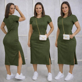 Vestido Midi Feminino com Fenda Lateral e Bolsos Casual - imagem 11