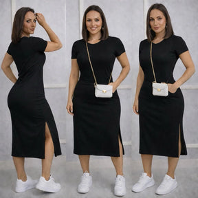 Vestido Midi Feminino com Fenda Lateral e Bolsos Casual - imagem 12