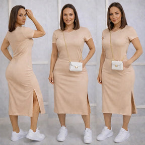 Vestido Midi Feminino com Fenda Lateral e Bolsos Casual - imagem 16