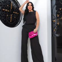 Conjunto Firenze™ em Linho com Calça Pantalona e Blusa Elegante