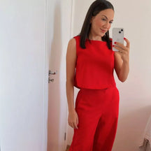 Conjunto Firenze™ em Linho com Calça Pantalona e Blusa Elegante