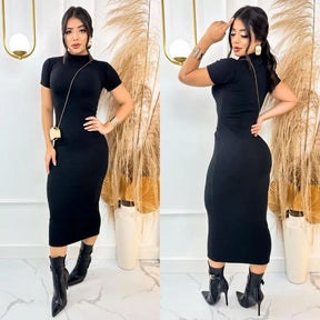 Vestido Aurora™ Midi Canelado com Mangas Elegantes