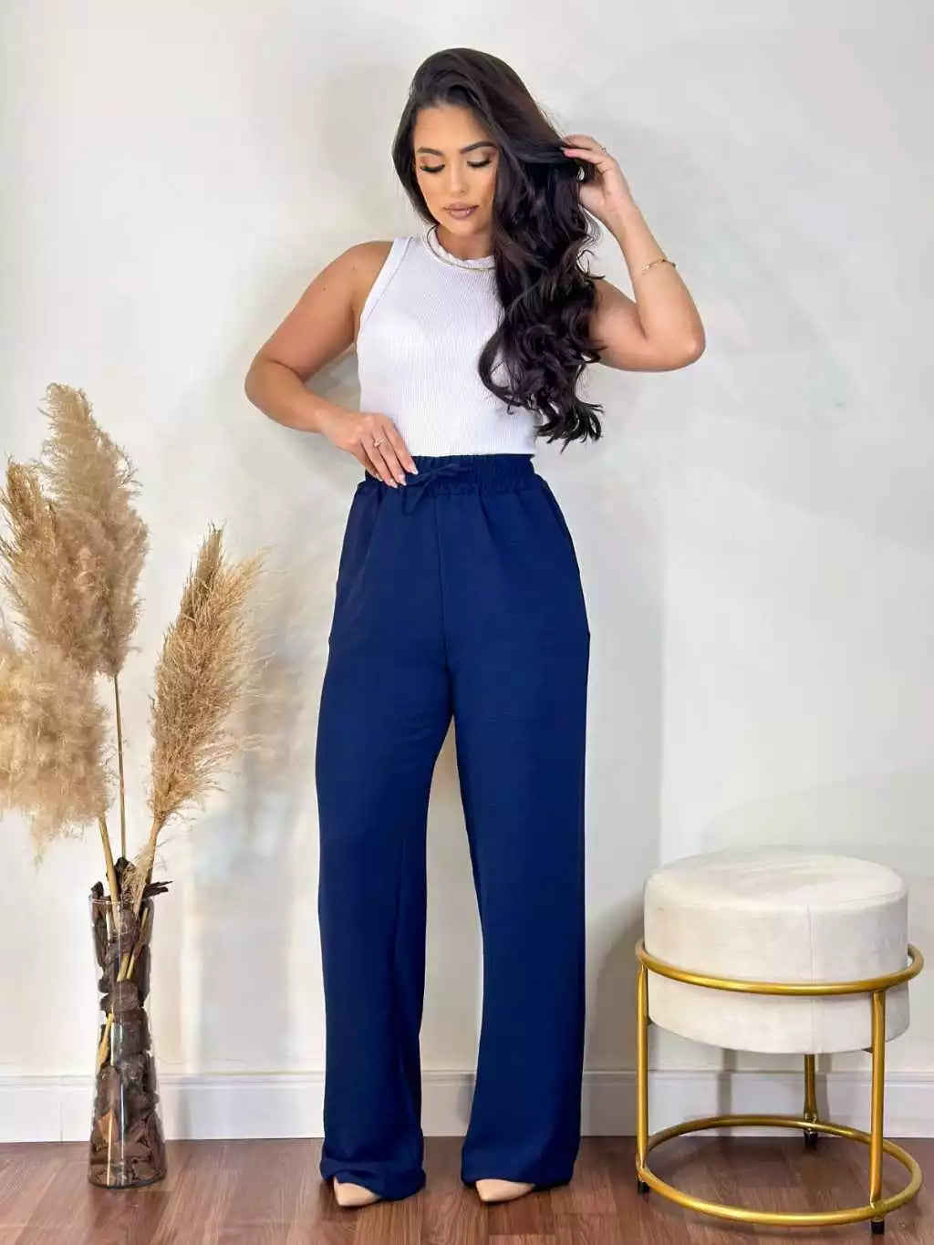 Calça Pantalona Feminina Aurora™ Cintura Alta com Bolsos - foto 4