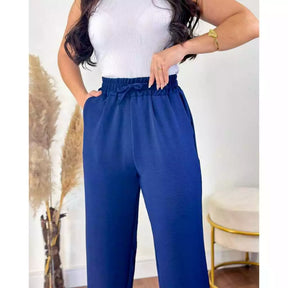 Calça Pantalona Feminina Aurora™ Cintura Alta com Bolsos - foto 8