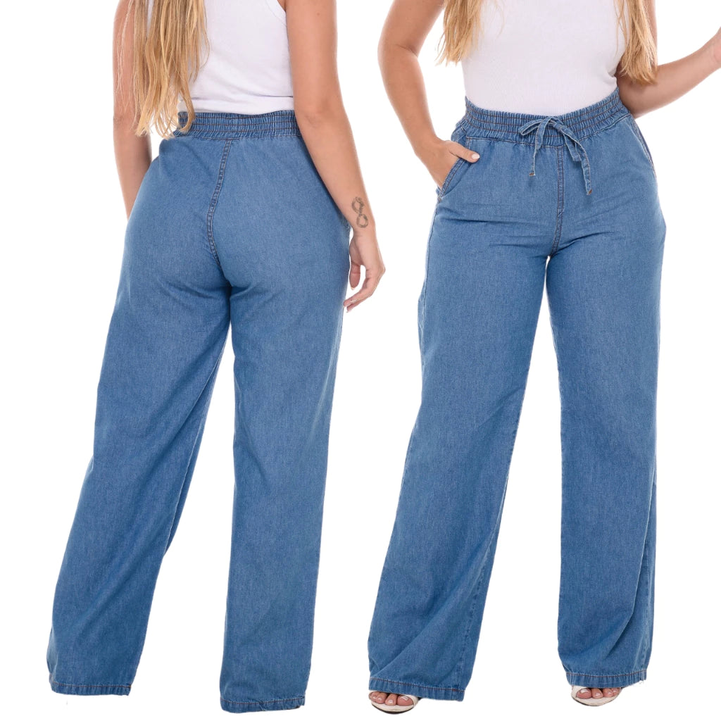 Calça Jeans Feminina Wide Leg Cintura Alta Premium - foto 6