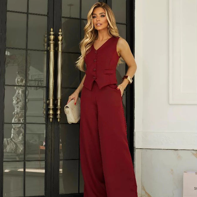 Conjunto Executive™ Alfaiataria com Colete e Calça Pantalona