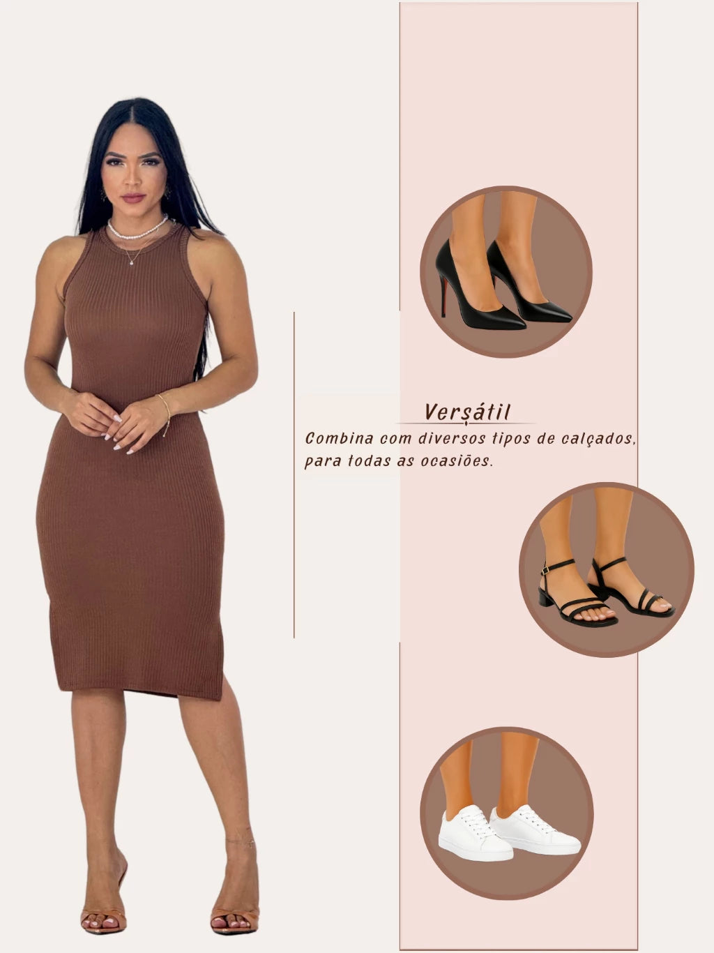 Vestido Serena™ Midi Canelado com Fenda Lateral