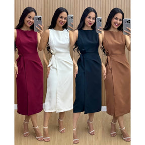 Vestido Firenze™ Alfaiataria Midi com Amarração Lateral