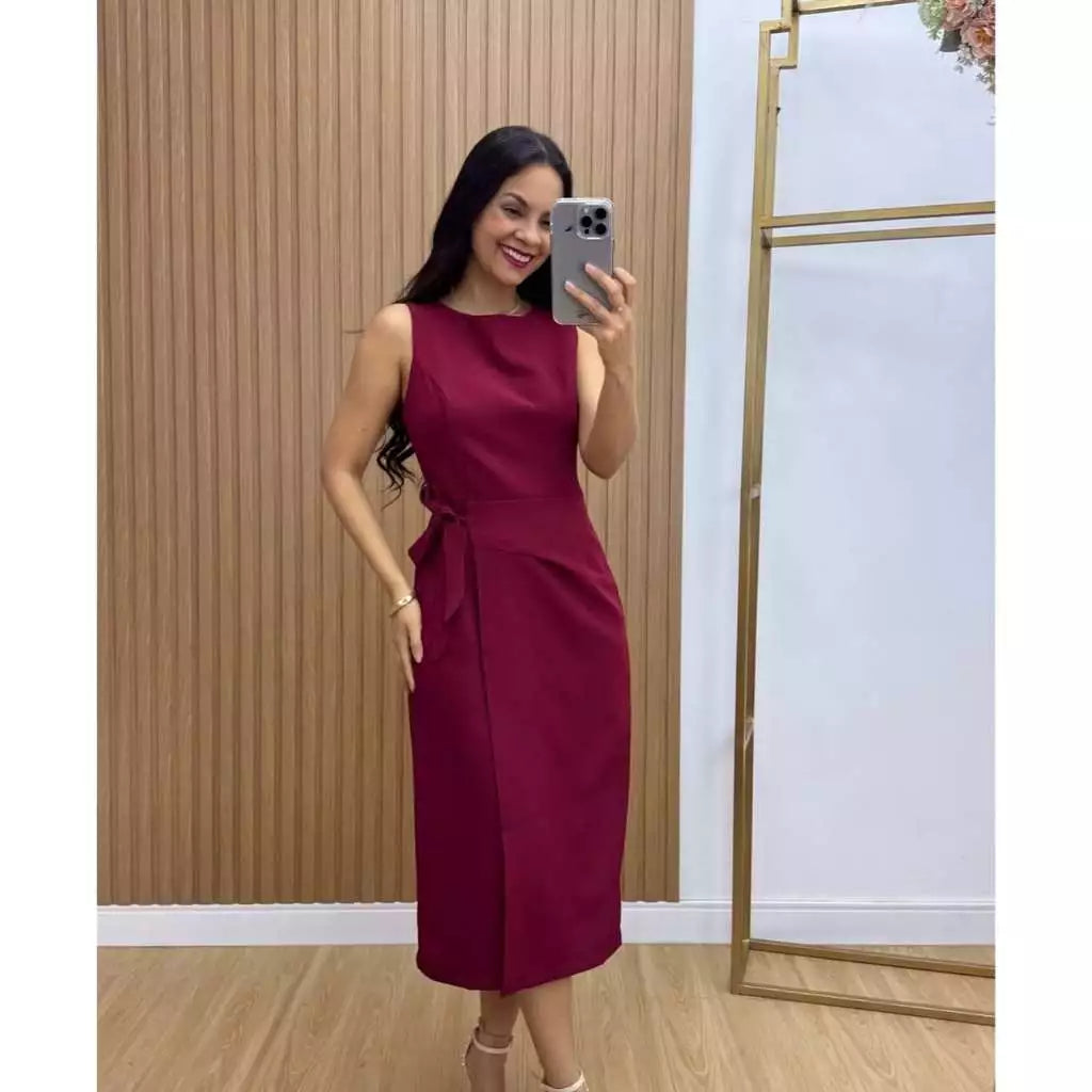Vestido Firenze™ Alfaiataria Midi com Amarração Lateral
