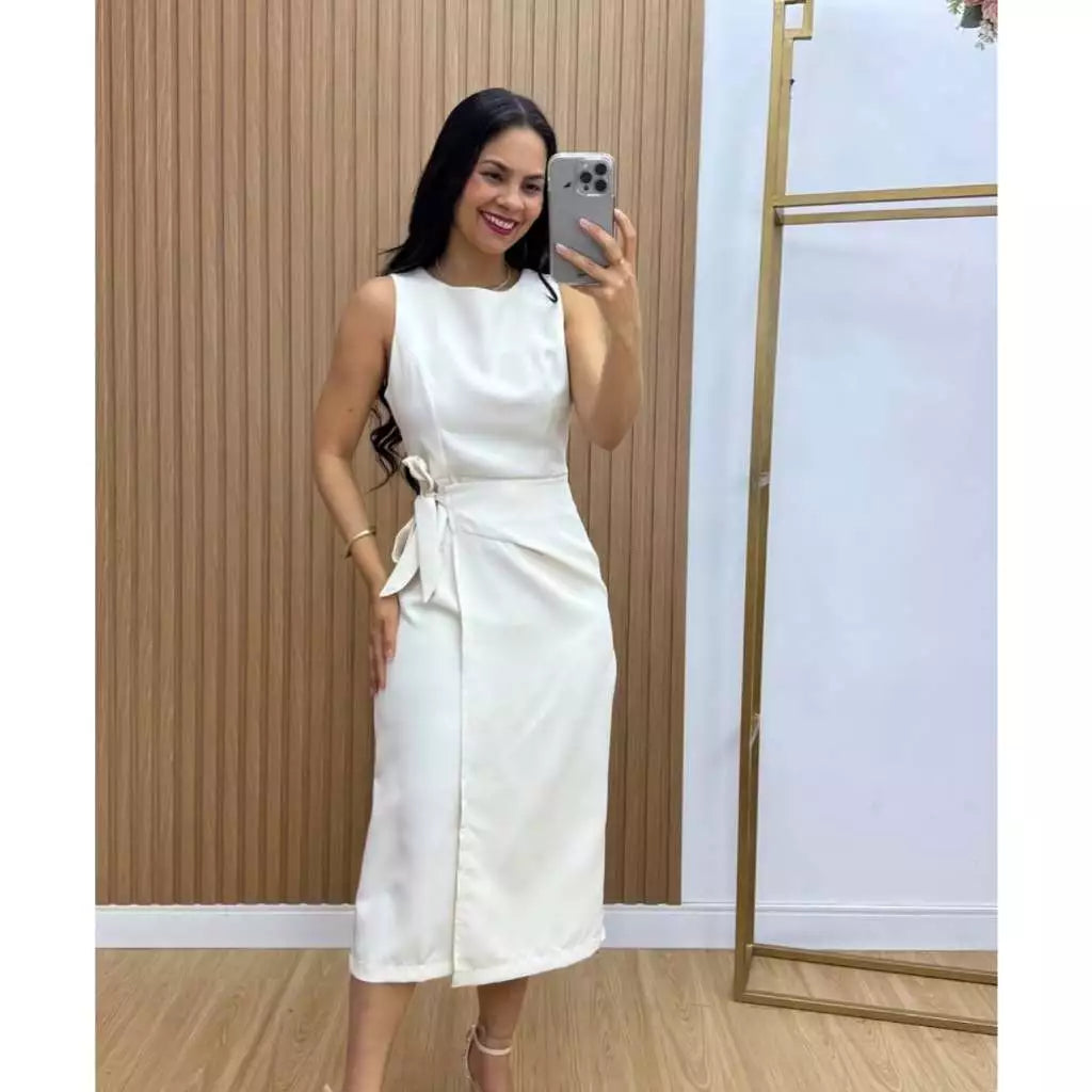 Vestido Firenze™ Alfaiataria Midi com Amarração Lateral