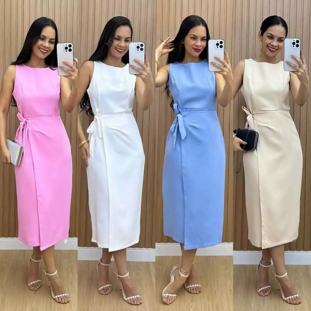 Vestido Firenze™ Alfaiataria Midi com Amarração Lateral