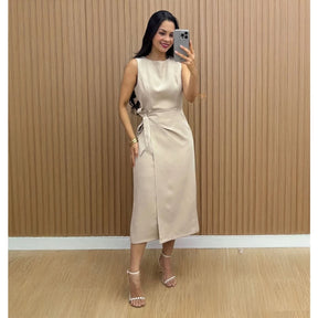 Vestido Firenze™ Alfaiataria Midi com Amarração Lateral