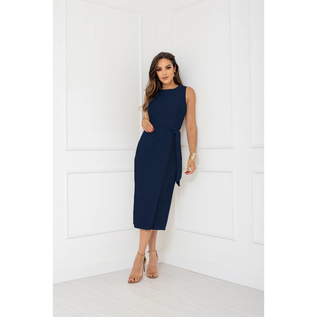 Vestido Firenze™ Alfaiataria Midi com Amarração Lateral