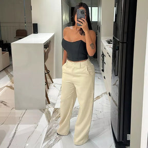 Calça Pantalona Alfaiataria Feminina com Bolsos | Firenze™ - foto 3