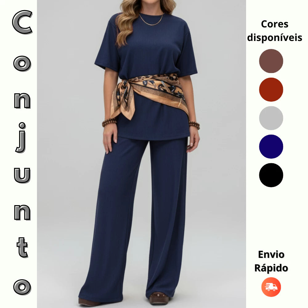 Conjunto Elegance™ Pantalona com Blusa Manga Curta
