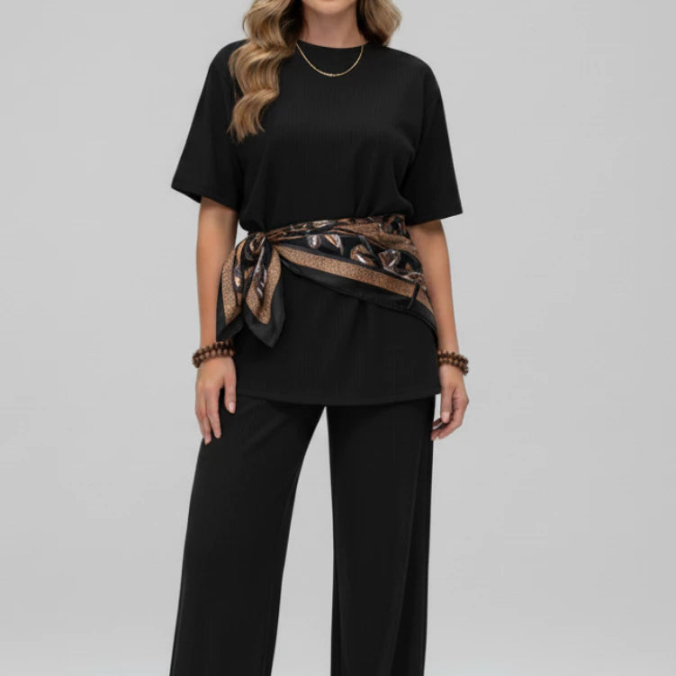 Conjunto Elegance™ Pantalona com Blusa Manga Curta