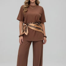 Conjunto Elegance™ Pantalona com Blusa Manga Curta