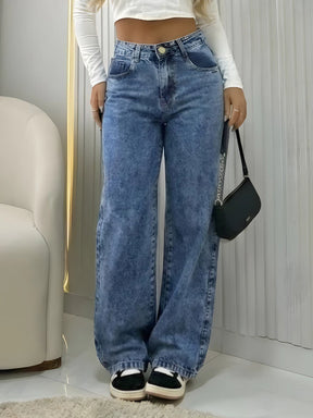 Calça Wide Leg Jeans Cintura Alta Feminina | Use Lana - foto 4