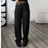 Calça Wide Leg feminina moletom cintura alta cinza com modelagem moderna