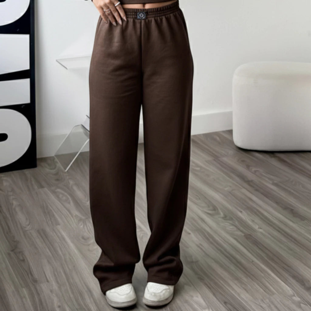 Calça Wide Leg Feminina Moletom Cintura Alta | LunaSoft™ - foto 6