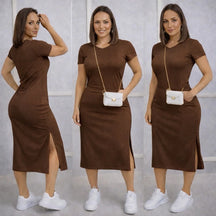 Vestido Midi Feminino com Fenda Lateral e Bolsos Casual - imagem 18