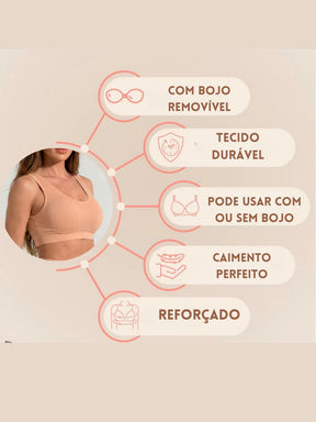 Sutiã ComfortFit™ Sem Costura com Bojo e Alças Largas