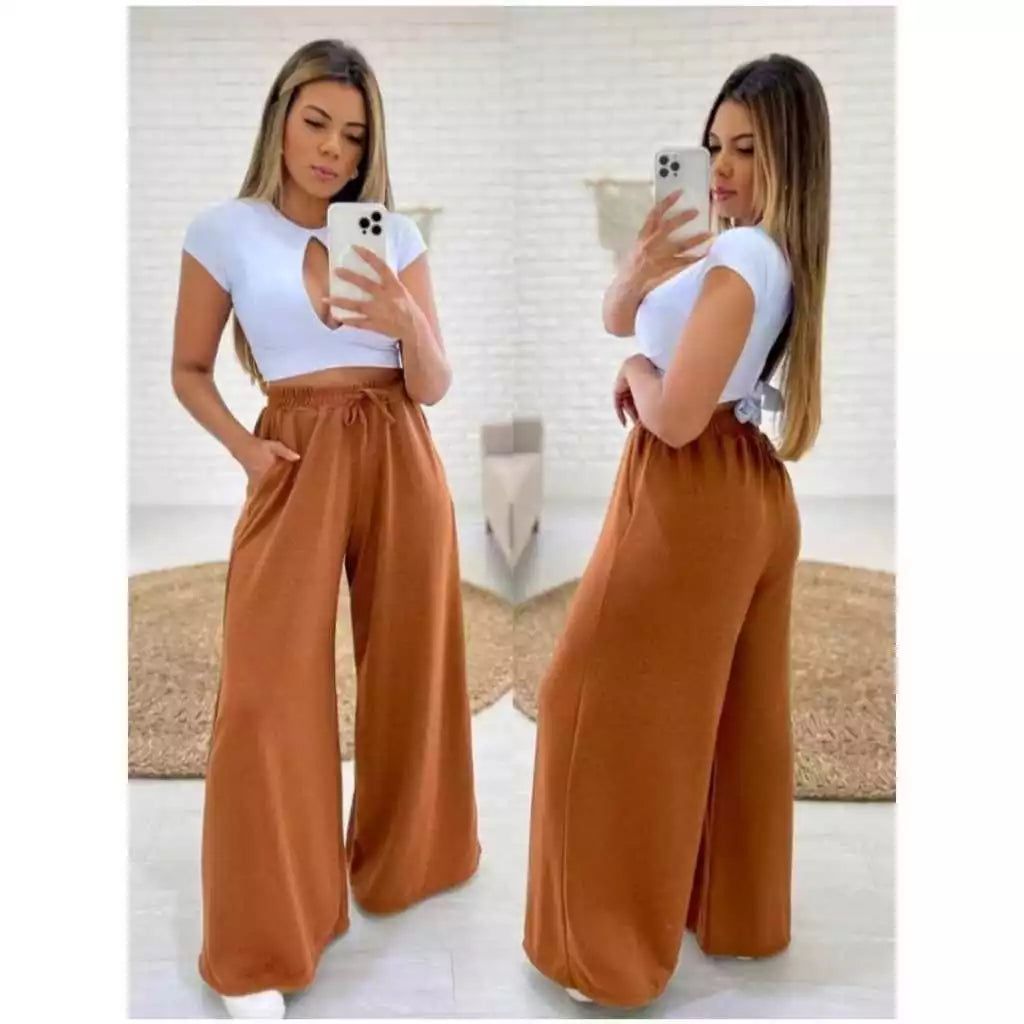 Calça Pantalona Feminina Cintura Alta em Lanzinha | Aurora™ - foto 9