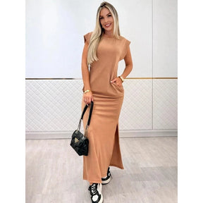 Vestido Malibu™ Longo Canelado com Manga Muscle
