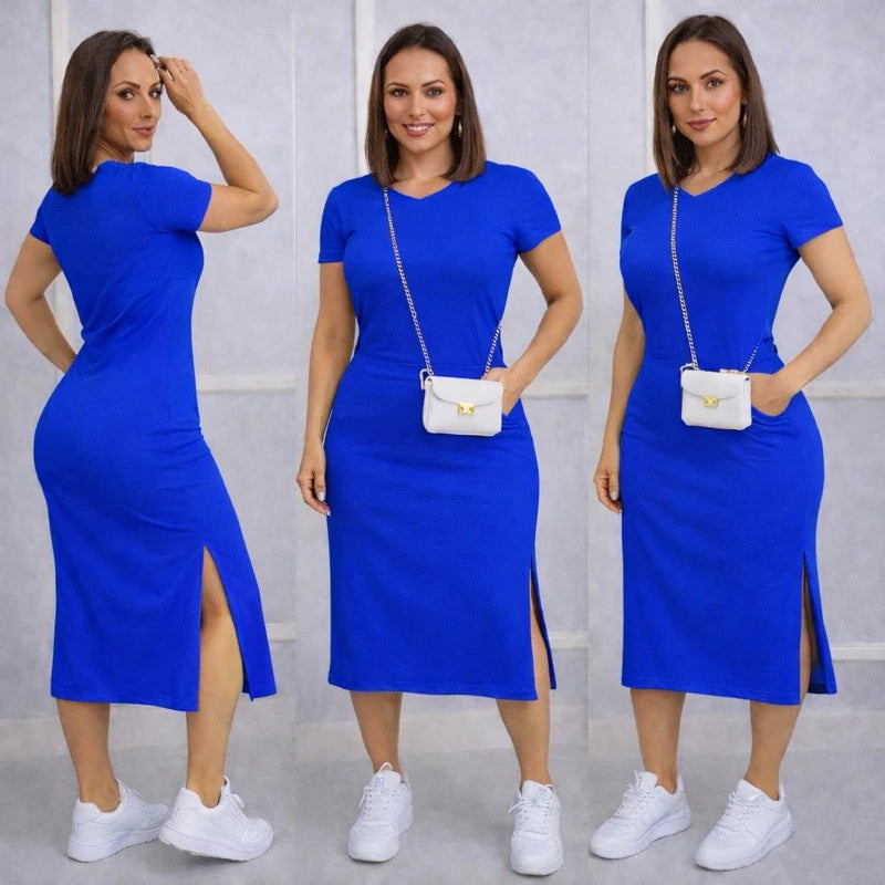 Vestido Midi Feminino com Fenda Lateral e Bolsos Casual - imagem 23