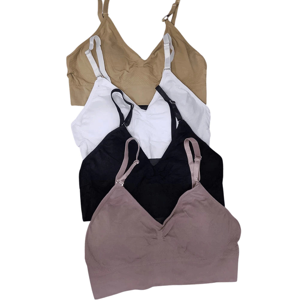 Kit 4 Sutiãs Femininos com Fecho Ajustável e Alças Largas
