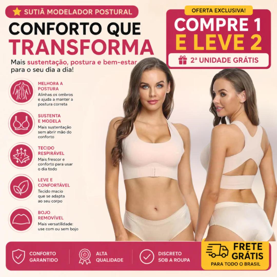 Sutiã Modelador Postural Feminino com Sustentação e Conforto [COMPRE 1 LEVE 2]